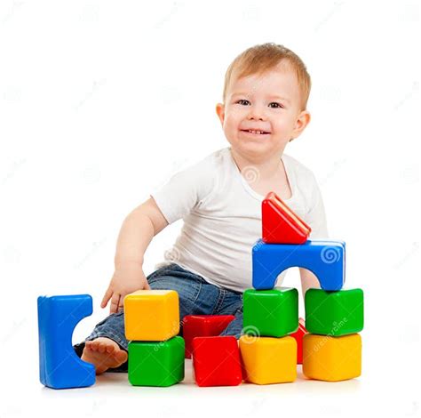 Little Boy Playing With Building Blocks Stock Photo Image Of