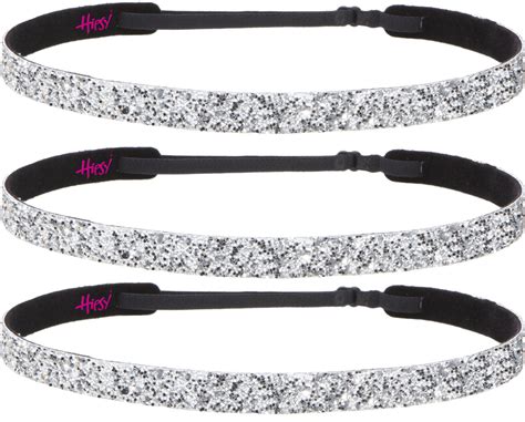 Hipsy Womens Adjustable No Slip Skinny Silver Bling Glitter Team