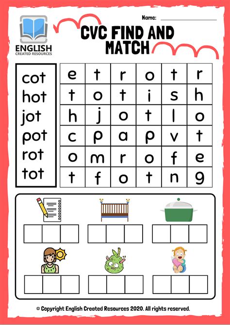 Cvc Words Find And Match Worksheets English Created Resources