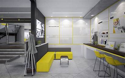 Office 4k Interior Yellow Sofa Modern Stylish