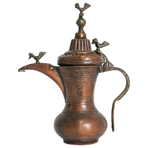 Middle Eastern Turkish Antique Brass Tea Kettle Pot On Stand At 1stdibs