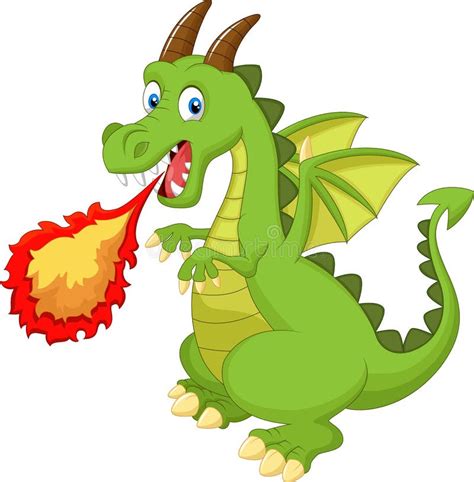 Cartoon Dragon With Fire Stock Vector Illustration Of Showing 45854418