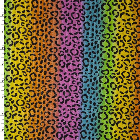 Cali Fabrics Cheetah Print On Bright Vertical Rainbow