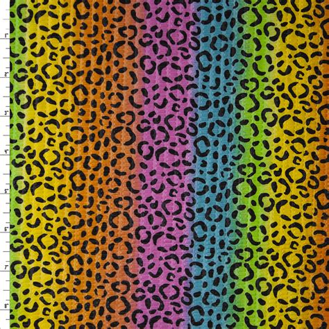 Cali Fabrics Cheetah Print on Bright Vertical Rainbow Stripe 'Tutti 