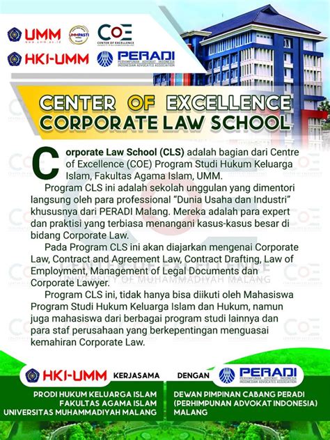 profil center of excellence corporate law school sekolah hukum perusahaan pengumuman