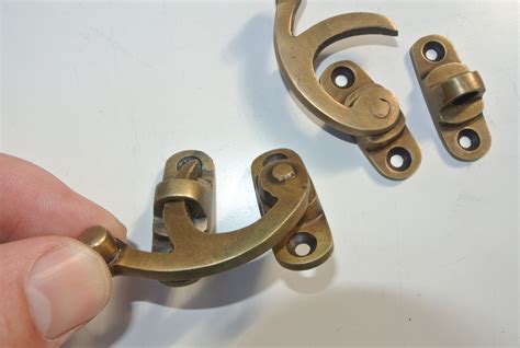 8 Heavy Box Latch Catch Solid Pure Brass Furniture 50 Mm Doors Trinket 2 Vintage Age Antique