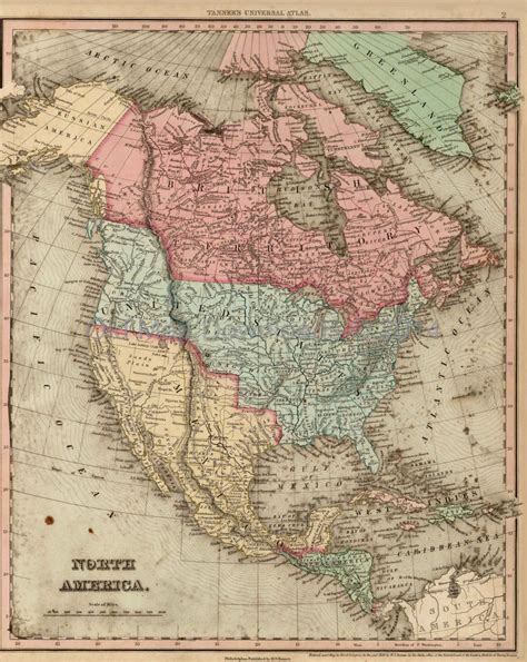 North America Old Map Tanner 1836 Jpeg Digital Image Scan Download Printable Map Historical