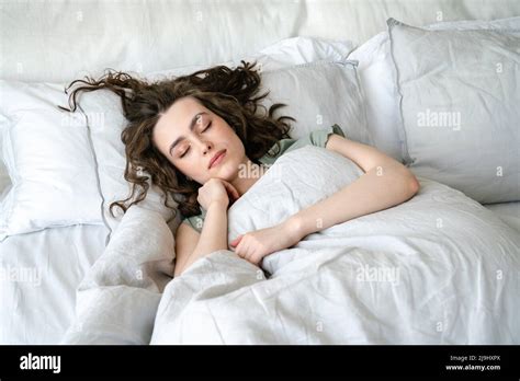 Beautiful Woman Sleeping In Bed At Home Stock Photo Alamy