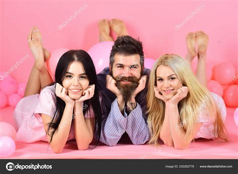 Girls Fall In Love With Bearded Macho Pink Background Alpha Male Concept Man With Beard And