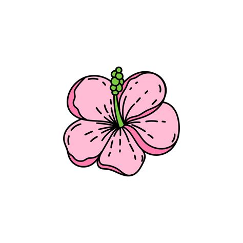 A Simple Icon Of A Tropical Hibiscus Flower A Hand Drawn Sketch Of A