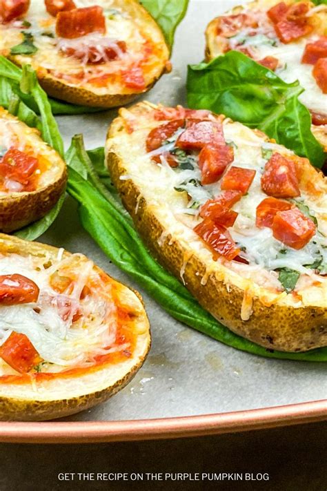 Pizza Stuffed Baked Potato Skins With Pepperoni And Fresh Basil