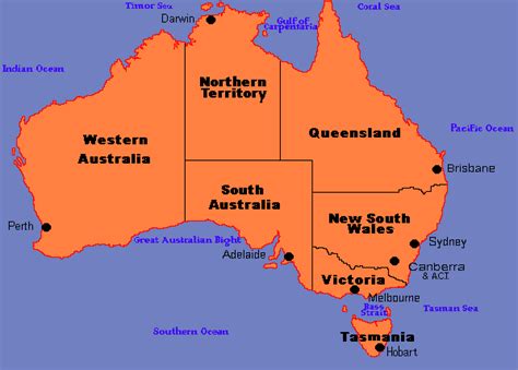 Map Of Australia With Capital Cities Only