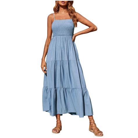 Aimik Summer Casual Sun Dresses For Women Solid One Shoulder Sleeveless