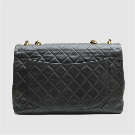 Chanel Classic Large Jumbo Flap Bag Black Quilted Lambskin Vintage