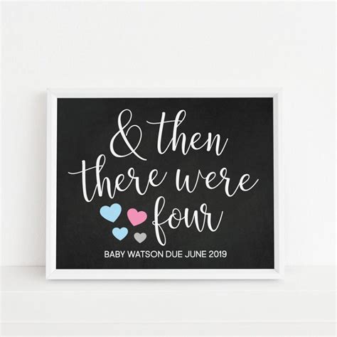 And Then There Were Four Baby Announcement Print Custom Etsy Custom