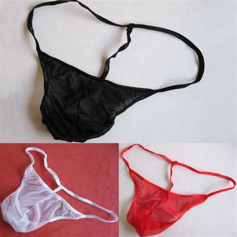 MEN SEXY MESH Lace Sheer Transparent G String Thongs Male Underwear T