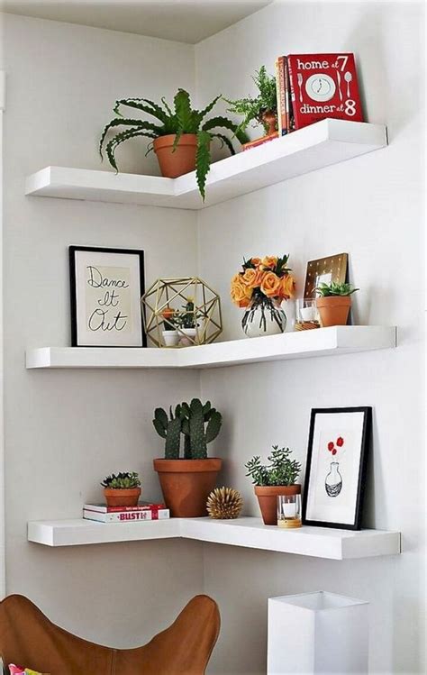 Creative Floating Corner Shelves For Living Room Organization Ideas