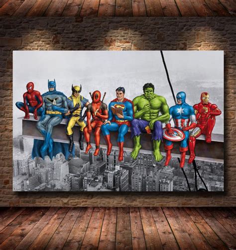 Marvel Wall Art 3d Marvel Avengers Landscape Canvas Wall Art With Led