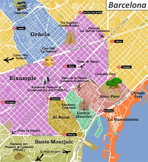 Barcelona Map With Tourist Attractions