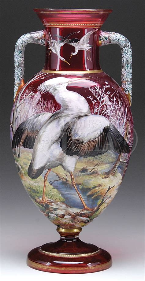 Moser Monumental Decorated Vase Moser Glass Antique Glass Vase