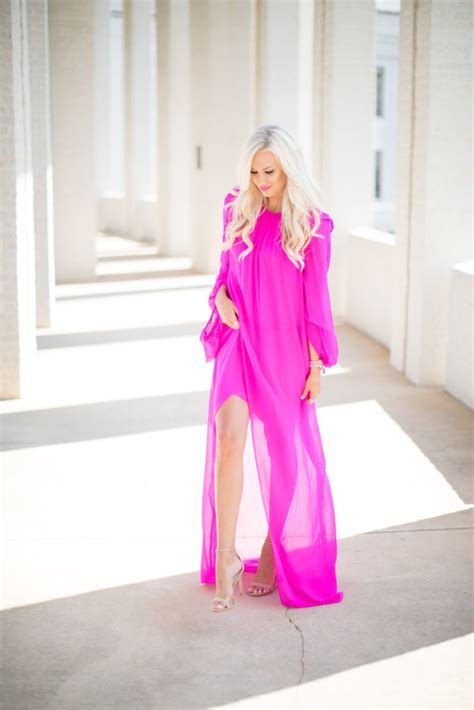Hot Pink Chiffon Maxi Dress Mckenna Bleu