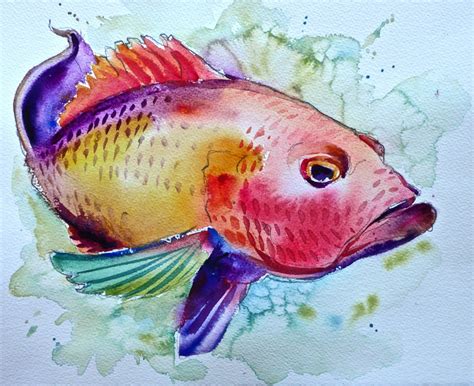 David Lobenberg More Fish In My Net Watercolor Fish Watercolor
