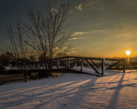 Sunrise Over A Snow Covered Bridge After A Long Cold Night Flickr