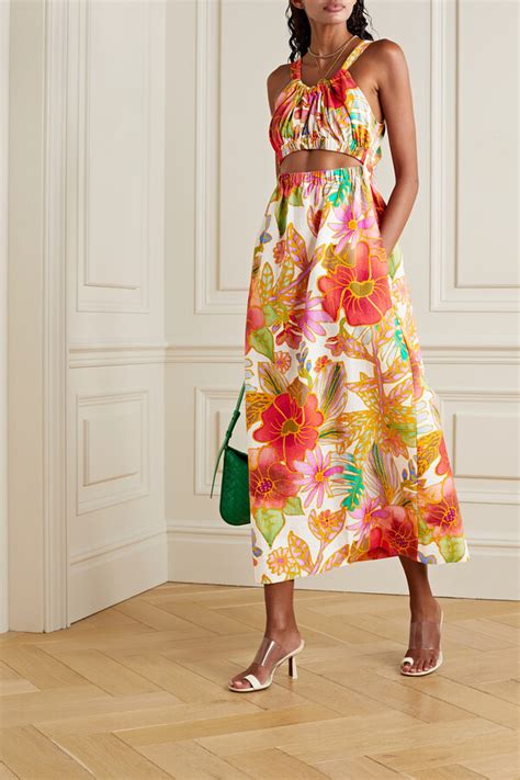 Mara Hoffman Bettina Cutout Floral Print Organic Cotton Jacquard Midi Dress Red ShopStyle