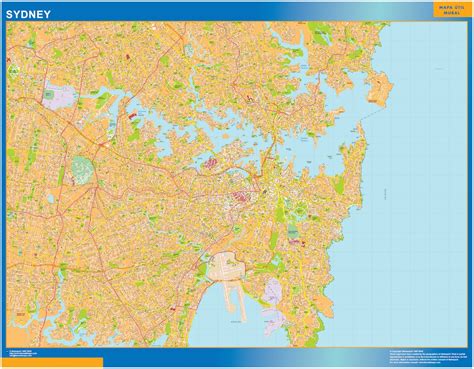 Sydney Laminated Biggest Wall Map Largest Wall Maps Of The World