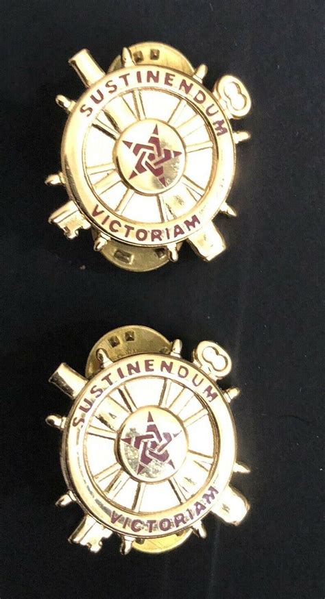 Us Army Officer Logistics Sustinendum Victoriam Pin Hat Lapel Gold Tone Set Of Ebay