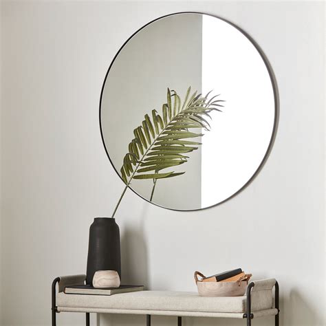 Andy Star Round Wall Mirror 30 Inch Black Circle Mirror For Bathroom