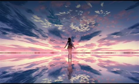 Wallpaper Id 165344 Anime Anime Girls Sky Reflection Sunlight