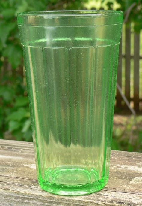 Hazel Atlas Green Depression Glass 12 Oz Water Tumbler Antique