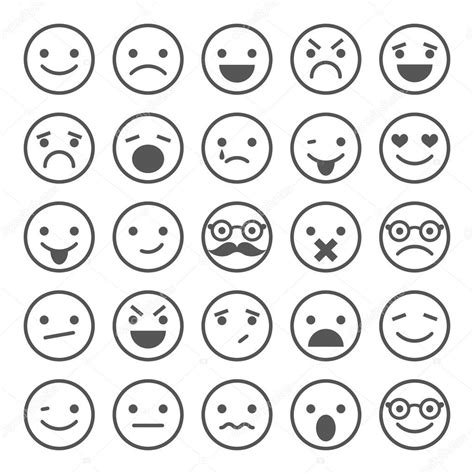 Conjunto De Iconos Smiley Diferentes Emociones — Vector De Stock