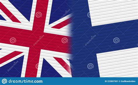 European Union And United Kingdom Flags Together Fabric Texture Stock