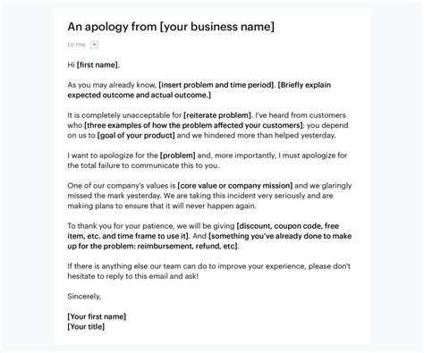 Business Apology Email Example For Customer Service A Personalized
