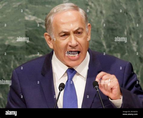 Israels Prime Minister Benjamin Netanyahu Speaks During The 70th