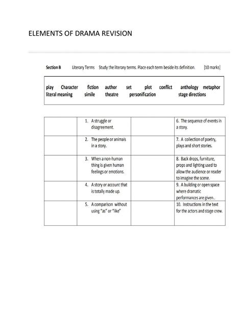 Elements Of Drama Worksheet Live Worksheets
