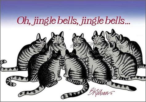 Kliban Cat Christmas Card Jingle Bells