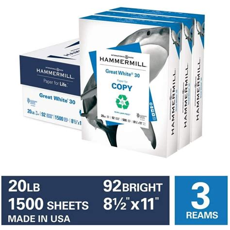 Hammermill Paper Great White 30 Recycled Printer Paper 85 X 11