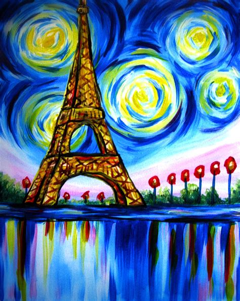 Beautiful Paris Eiffel Tower By Julie Ducap Paint Nite Paintings