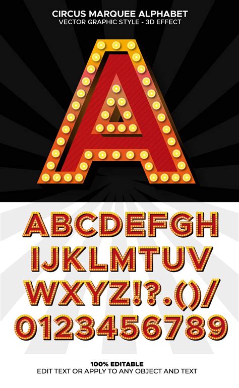 Marquee Vintage Circus Alphabet Vector Type Set In 2021 Vintage