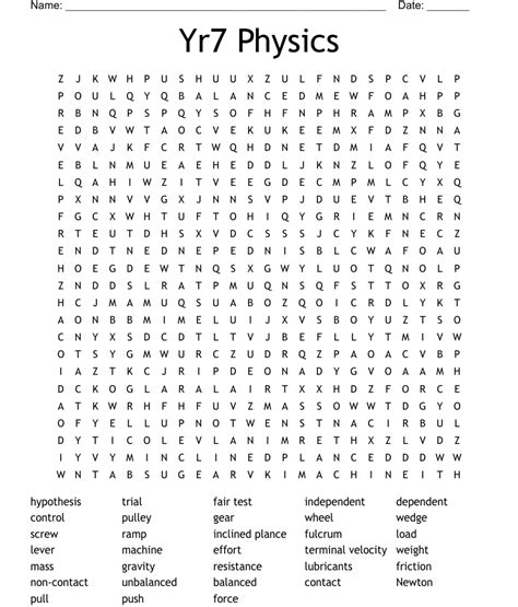 Yr7 Physics Word Search Wordmint
