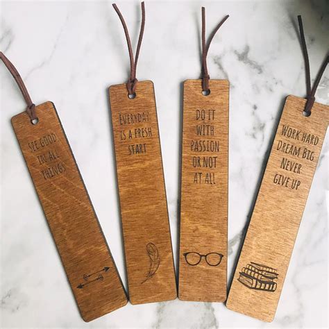 Wooden Engraved Bookmarks Bookmark With Inspiring Quotes Etsy