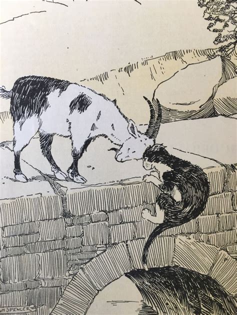 Goat And Cat Fighting On Bridge 1927 Hugh Spencer Art Hans Christian