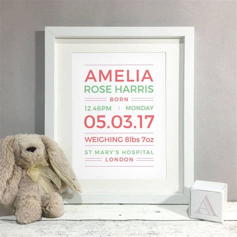 Personalised New Baby Name Print In 2020 New Baby Products
