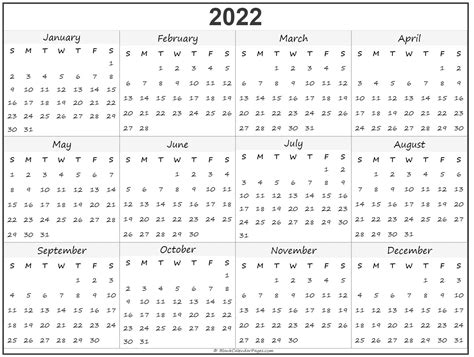 Monthly 2022 Printable Calendar One Page Calendar 2022 Printable One