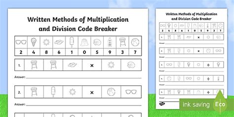Ks2 Summer Themed Written Methods Of Multiplication And Division Code