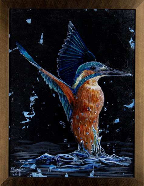 Framed Kingfisher Painting Original Acrylic Painting Artwork Etsy