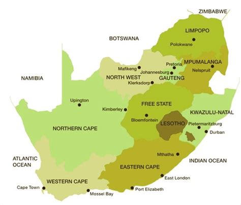 Map Of South Africa Showing The Nine Provinces The Study Region Lies